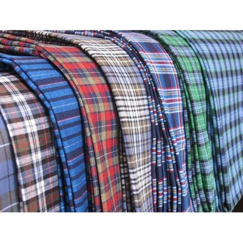 School Uniform Shirting Fabric - Polycotton, 58 Inches Width, Printed Checks | Machine Washable, Ideal for School Shirts