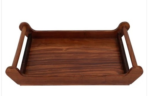 Sheesham Wooden Tray - Wood, Rectangular Shape, Glossy Finish | Customizable, Available in Various Sizes and Colors