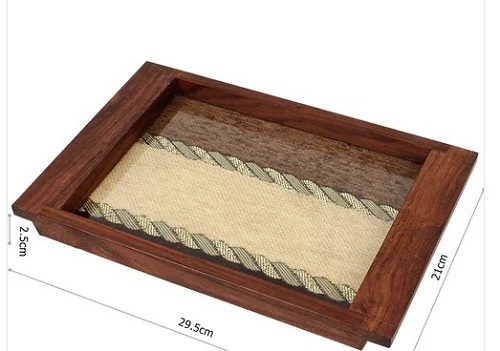 Solid Wood Serving Tray - Rectangular Shape, Various Sizes Available | Lightweight, Easy to Clean, Customizable Gift Option, Glossy Surface Finish, Quality Tested