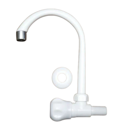 Swan Neck Taps - Plastic Square Design, Standard Size in White and Silver, Customize Your Bathroom Fitting Solutions