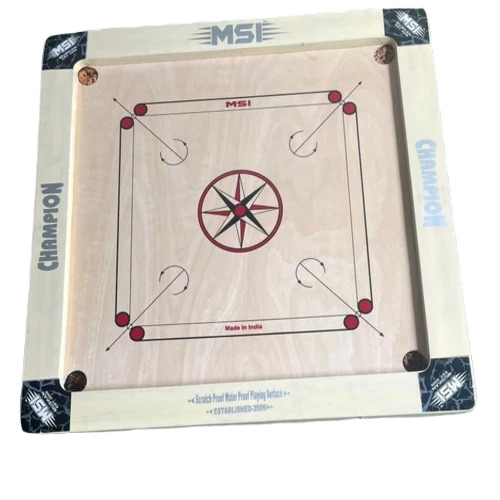 Beige Wooden Carrom Board