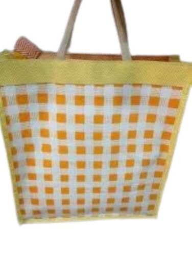 Big Shopping Bag - Cotton, Yellow and White | Lightweight, Eco-friendly, Stylish Prints, Reusable, Foldable, Easy to Clean, Versatile Use