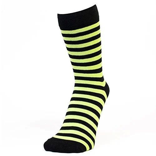 Cotton Crew Length Socks - Yellow and Black Color | Premium Quality, Moisture-Wicking, Breathable, Fun Prints, Comfortable Fit, Stretchy Material