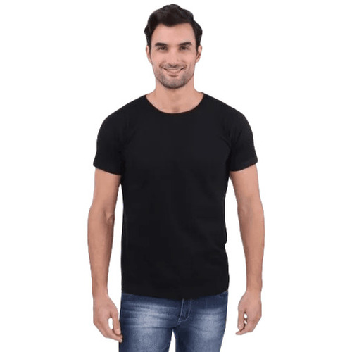 Black Regular Fit T-Shirt - Breathable, Skin-Friendly Cotton , Fade & Wrinkle Resistant, Machine Washable for Casual Summer Wear