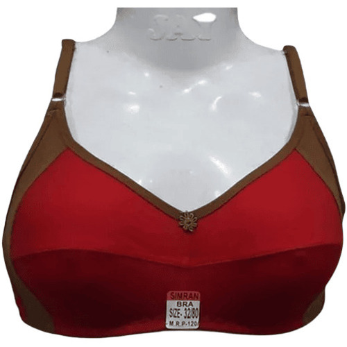 Cotton Bra - 3/4th Plunge Neck, Sleeveless Design in Red | Breathable, Skin-Friendly, Hand Washable, Fade & Wrinkle Resistant