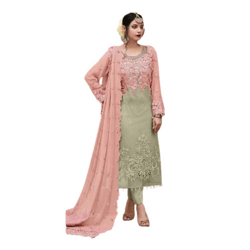 Embroidery Pakistani Suits - Color: Pink & Green
