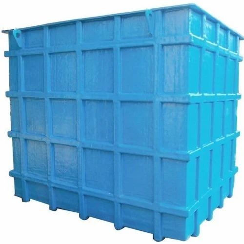 FRP Horizontal Tank - 1000-5000 L Capacity, Blue Curved Design for Chemical Storage