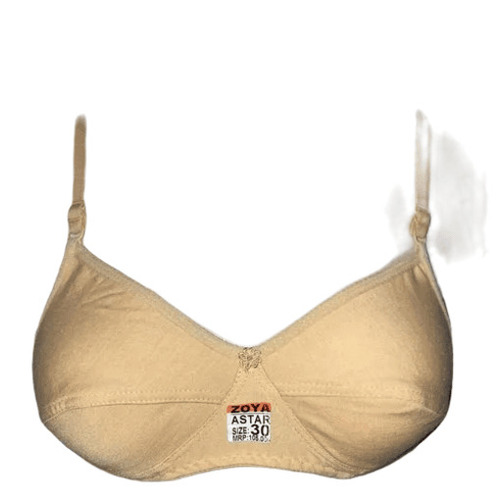 Ladies Cotton Bra - Size 28-42, Beige | Regular Fit, Plunge Neck, Sleeveless, Skin-Friendly, Fade and Wrinkle Resistant, Thin Elastic Straps, Daily Wear