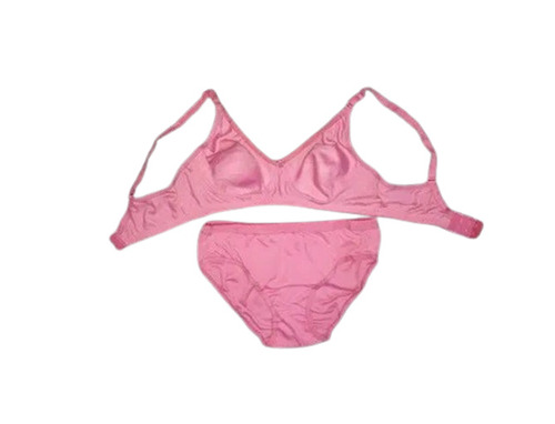 Ladies Bra & Bikini Panty Set - Cotton, Size 28-42, Pink, Mid-rise | Skin-friendly, Breathable, Fade & Wrinkle Resistant, 3/4th Bra Coverage