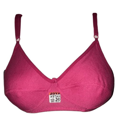 Cotton Bra - Sizes 28-42, Pink Plain Color | Breathable, Skin-Friendly, No Marks on Skin, Sleeveless Plunge Neck Design, Regular Fit, Hand Washable