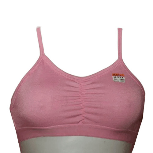 Sports Bra - Lycra Cotton, Size 28-42, Pink | Breathable, Skin-Friendly, Thin Strap, Full Coverage, Non-Padded, Regular Fit, Hand Washable, Fade & Shrink Resistant