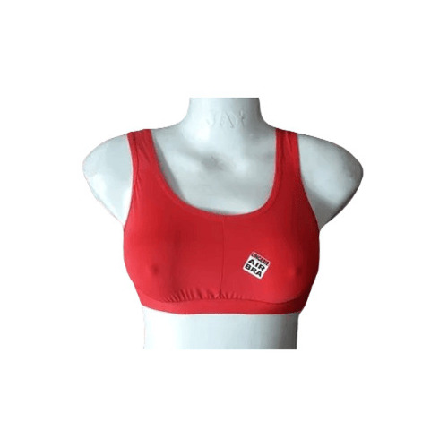 Sports Bra - Cotton, Size 28-42, Red | Thick Strap, Breathable, Skin-Friendly, Full Coverage, Hand Washable
