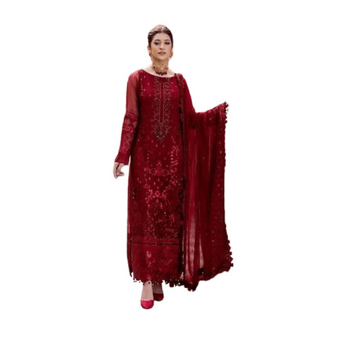 Maroon Pakistani Suits - Feature: Breathable