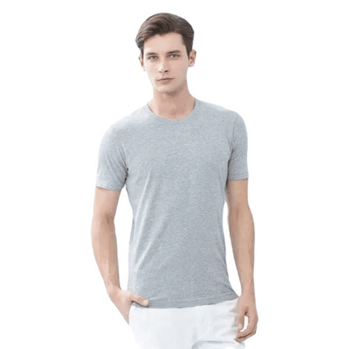 Men's Cotton T-Shirt - Regular Fit, Breathable and Skin-Friendly | Gray Plain O-Neck, Short Sleeves, Fade and Wrinkle Resistant