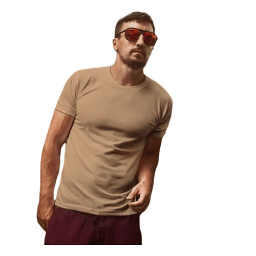 Cotton T-Shirt - Customized Size, Brown Color | Superior Quality, Fade Resistant, Breathable, Skin-Friendly, Machine Washable, Regular Fit, Short Sleeves