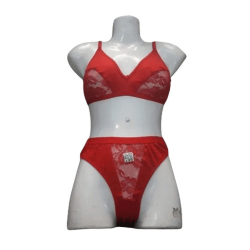 Bra & Panty Set - Mid-rise, 3/4th Coverage, Plunge Neck Design | Skin-friendly, Breathable, Fade & Wrinkle Resistant, Hand Washable, Perfect For Daily Wear, All Season Use, Available In Red, Non-padded