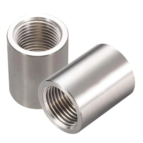 Stainless Steel Threaded Coupling - Durable, Corrosion Resistant Design | High Strength, Silver and Grey Finish for Commercial Use
