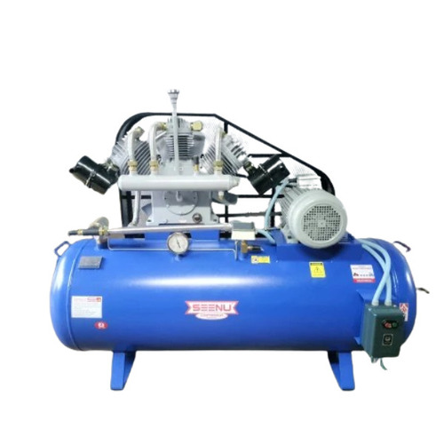 10 HP Reciprocating Air Compressor - 500 Litres Air Tank, 25 CFM Flow Rate | 12 Bar Pressure, 1 Year Warranty, Air Cooled, Electric Powered, Lubricated Operation, Industrial Use, Available in Red, Black, Blue, Yellow, Gray