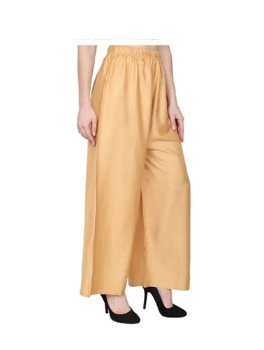 Beige Palazzo Pants - Elastic Band Closure, Loose Fit, Ankle Length, Customized Size 28-42 | Machine Washable, Shrink & Tear Resistant, Casual Wear