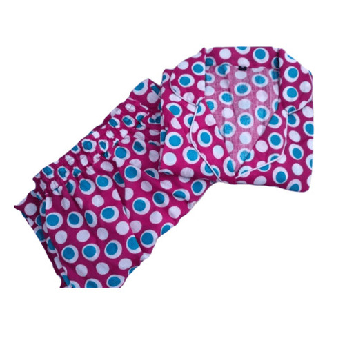 Cotton Night Suits - Regular Fit, Ankle Length, Full Sleeves | Breathable, Skin-Friendly, Quick Dry, Fade & Wrinkle Resistant, Printed Design in Pink & Blue