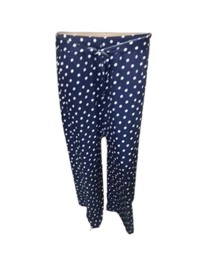 Dotted Printed Palazzo - Blue & White, Loose Fit, Ankle Length | Anti-Wrinkle, Breathable, Quick Dry, Machine Washable, Custom Size Options