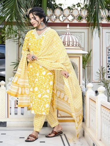 Ladies Readymade Suits - Color: Yellow