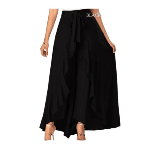 Ladies Ruffle Palazzo - Rayon, Ankle Length, Elastic Band | Anti-Wrinkle, Breathable, Quick Dry, All Season Wear