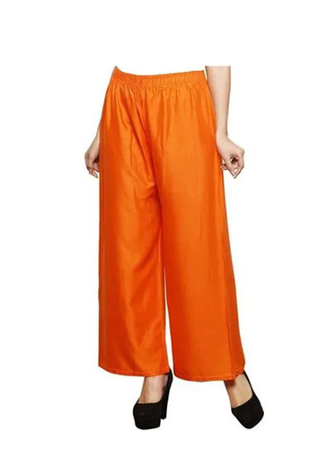 Orange Palazzo Pants - Loose Fit, Ankle Length | Machine Washable, Breathable, Quick Dry, Anti Wrinkle, Elastic Band Closure