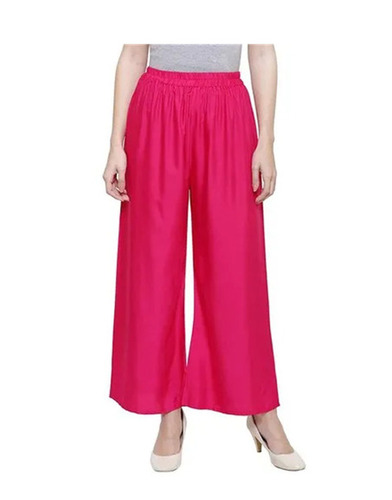Pink Palazzo Pants - Loose Fit, Elastic Band Closure | All Season, Anti Wrinkle, Breathable, Machine Washable, Quick Dry