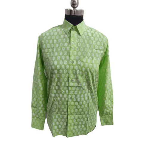 Printed Shirt - Cotton, Customized Size, Green Color | Breathable, Anti Wrinkle, Quick Dry, Regular Fit, Full Sleeves, Machine Washable