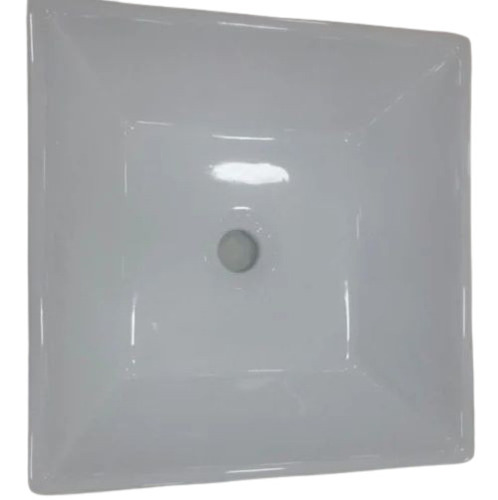 Ceramic Table Top Basin - Square Shape, Plain White Design | Ideal for Home Use