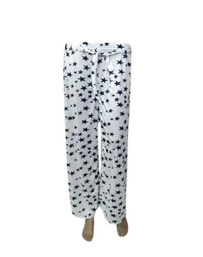 White Printed Palazzo - Cotton Blend, Customized Sizes 28-42 | Anti Wrinkle, Breathable, Quick Dry, All Season Casual Wear, Elastic Band Closure
