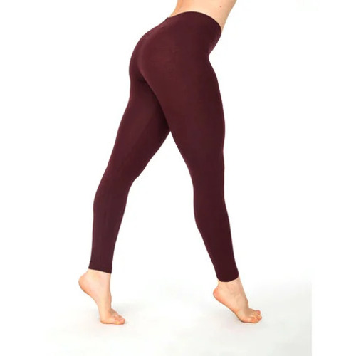 Ladies Slim Fit Cotton Legging - Mid Waist, Ankle Length | Maroon, Breathable, Quick Dry, Anti-Wrinkle, 4-Way Stretch