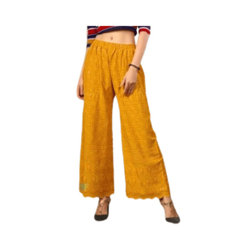 Yellow Chicken Palazzo - Cotton, Size S-M-L-XL-XXL | Trendy Ankle Length, Embroidered, Breathable, Quick Dry, Anti-Wrinkle, All Season