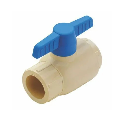 CPVC Ball Valve - 1 Inch Size, Beige and Blue | Durable, Corrosion and Chemical Resistant, Smooth Quarter-Turn Operation for Hot and Cold Water Systems
