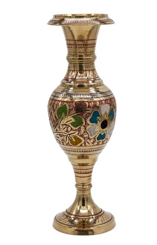 Antique Brass Flower Vase - Large Size, Pattern-Embossed Design | Gold Brass Material for Elegant Floral Displays