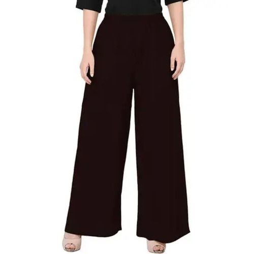 Brown Rayon Palazzo - Loose Fit, Customized Sizes 28-42, Elastic Band Closure | Anti-Wrinkle, Breathable, Quick Dry, All Season Wear