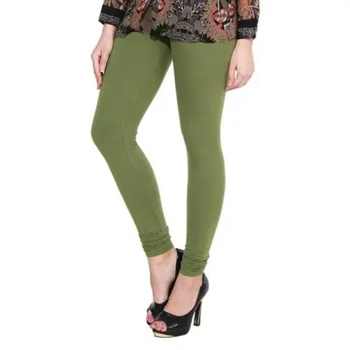 Cotton Leggings - Mid Waist, Ankle Length, 4-Way Stretch, Slim Fit | Anti-Wrinkle, Breathable, Quick Dry, Normal Wash, Available in Green