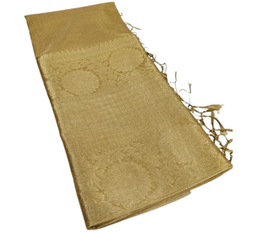 Copper Tissue Saree - 6.3 M Length With Blouse Piece | Lightweight Silk Fabric, Shimmering Rich Glossy Finish, Elegant For Weddings And Parties