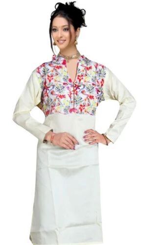 Fancy Ladies Kurti - Premium Cotton, Plus Size Options Available, Ivory White, Unique Embroidery Patterns, Stylish Three-Quarter Sleeves, Anti-Wrinkle, Breathable Fabric, Perfect for Rainy and Spring Seasons