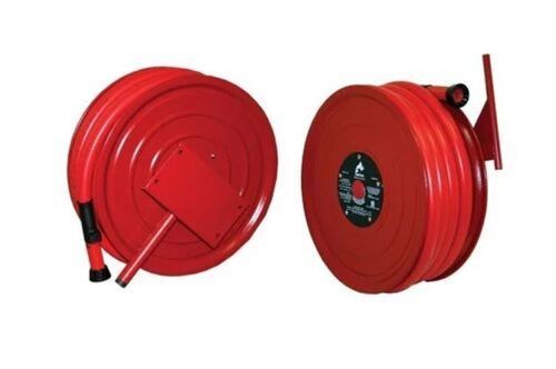 Fire Hose Reel - Premium Mild Steel, Bright Red Color | Durable, Corrosion-Resistant, High-Pressure Capacity, Wall-Mounted, Manual or Automatic, Quick Deployment Feature, Smooth Hose Retrieval, Rotating Reel Mechanism