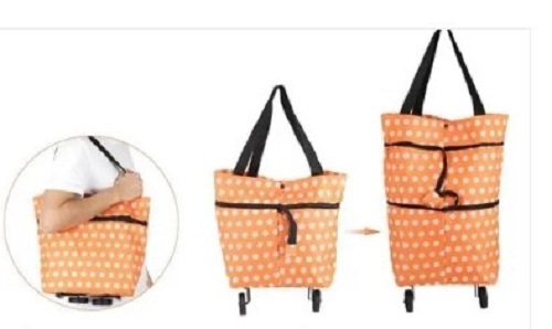 Foldable Wheel Shopping Trolley - Tear-Resistant Canvas, Spacious Sizes in Various Colors, Zipper Closure