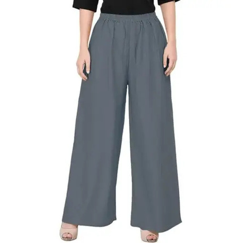Rayon Palazzo - Ankle Length, Loose Fit in Gray | Anti-Wrinkle, Breathable, Quick Dry, Machine Washable