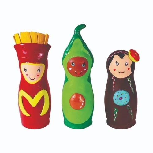 Handicraft Wooden Mcdonald Avocado And Donut Doll Set Of 3