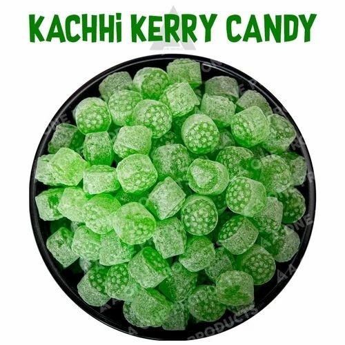Kachhi Kerry Candy - Hard Candy, Round Shape, Green Color, 1kg Pouch Packing, 18 Months Shelf Life | Eggless, Pasty Form