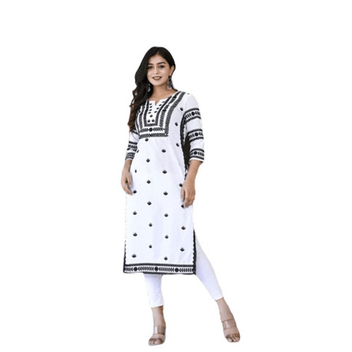Ladies Cotton Emroidered Kurtis Set - M, L, S, XL, XXL | Quick Dry, Anti Wrinkle, Breathable, Machine Wash, 3-4th Sleeve Style, Trendy Design, Includes Bottom & Dupatta