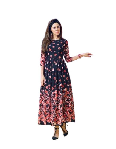 Ladies Kurtis - Cotton, XXXL Size, Multicolor , Trendy Printed Design with 3-4th Sleeves, Quick Dry, Anti Wrinkle, Breathable, Machine Washable