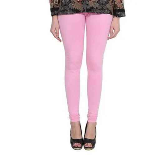 Ladies Legging - Cotton, Customized Sizes 28-42, Pink | Slim Fit, 4-Way Stretch, Anti-Wrinkle, Breathable, All Season