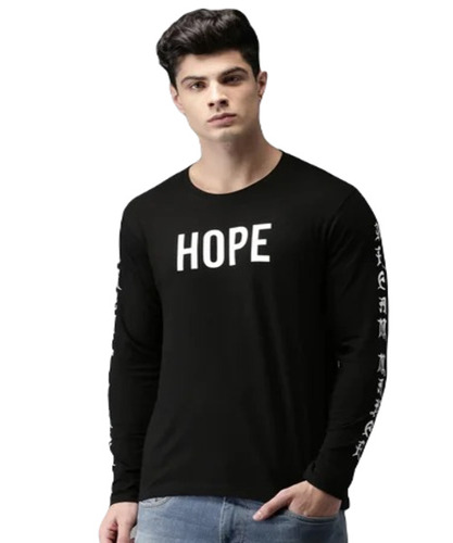 Men's Comfort Fit Long Sleeve T-Shirt - Cotton Material, Black Color | O-Neck Collar, Plain Pattern, Available in S, M, L, XL Sizes