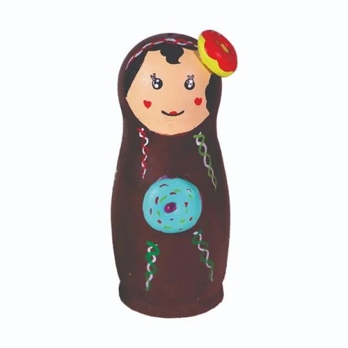 Multicolored Wooden Donut Doll - Wood Material, Customized Size, Multiple Colors | Indoor & Outdoor Usage, Modern Style, Peg Doll Design